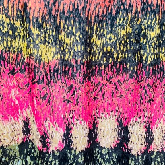 Charlie Jade Abstract Satin Faux Leater A-Line Multi-Color Short Sleeve … - Picture 7 of 8